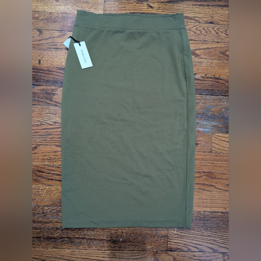 NEW NWT Aritzia Babaton Fern Olive Green Bodycon Contoured Midi Skirt S
